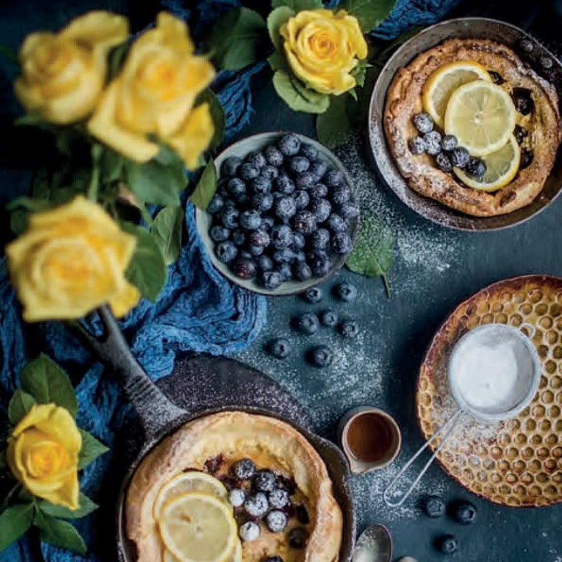 Dutch baby with blueberries