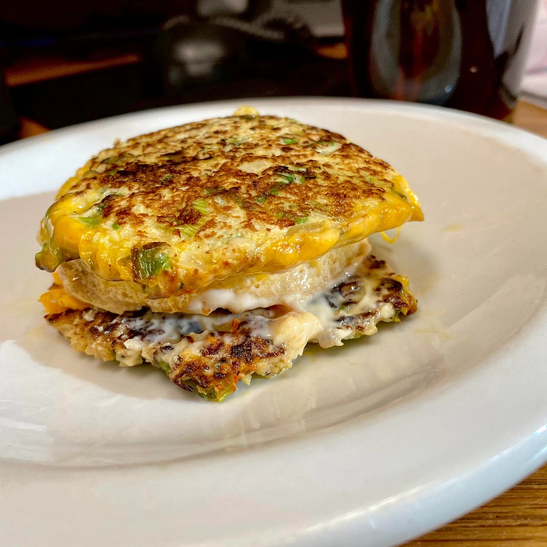 Cauliflower Scallion Pancake Egg Sandwiches