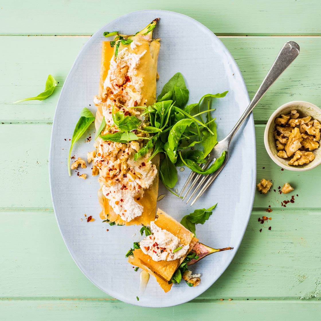 Filoteigpäckchen mit Feigen und Ziegenkäse