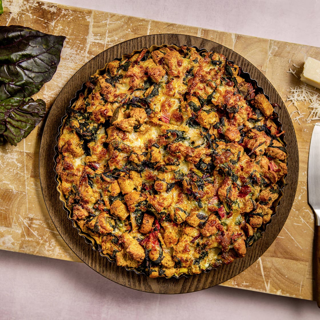 Zwiebelbrot Quiche mit Mangold