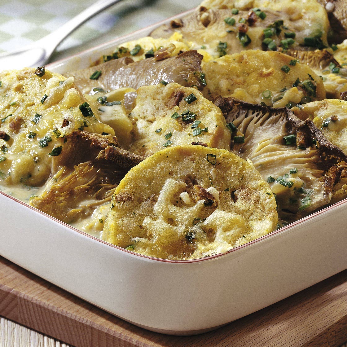 Knödelauflauf mit Pilzen