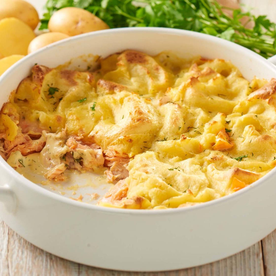 Spargel-Lachs-Gratin