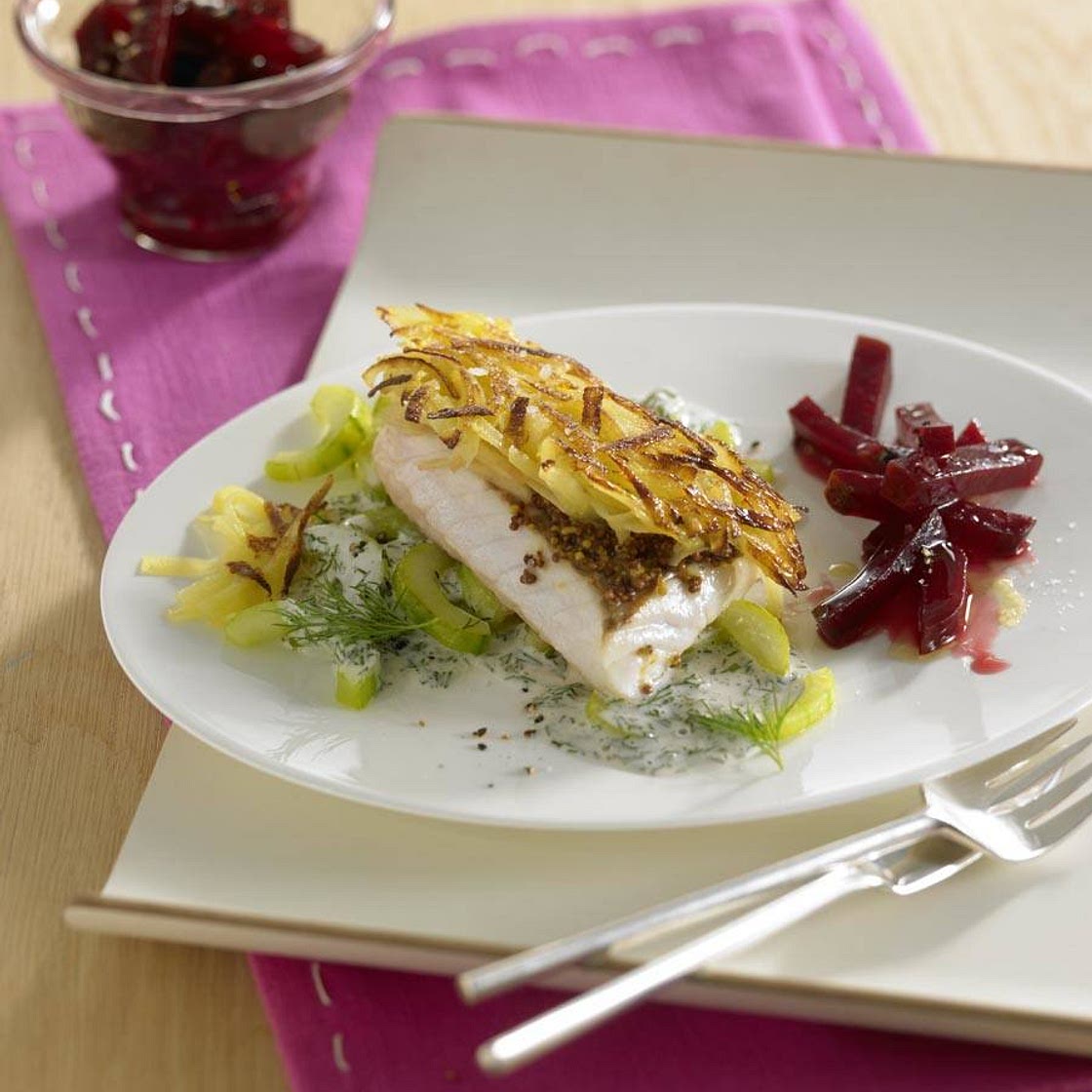 Rotbarschfilet mit Kartoffelkruste