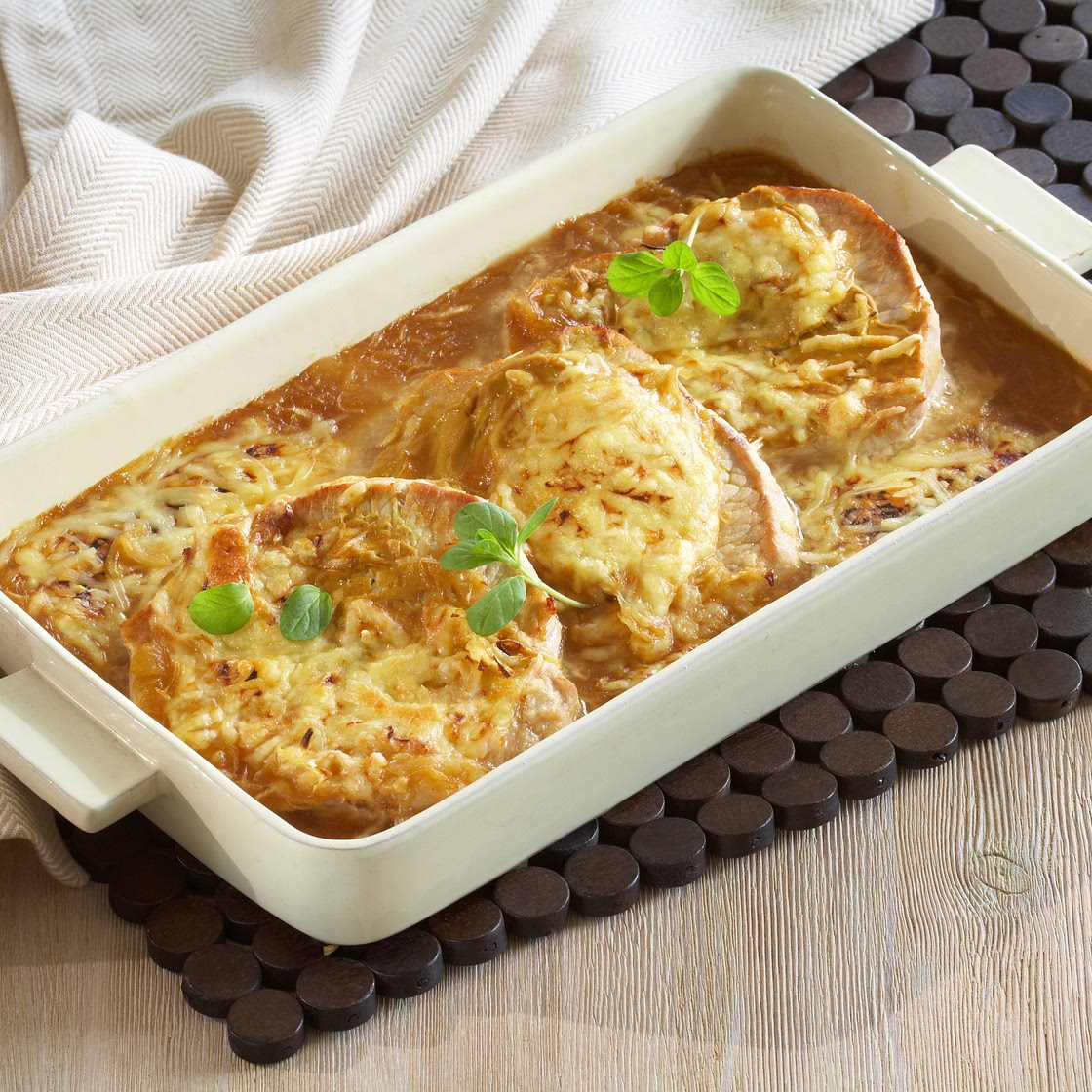 Gratinierte Zwiebelschnitzel
