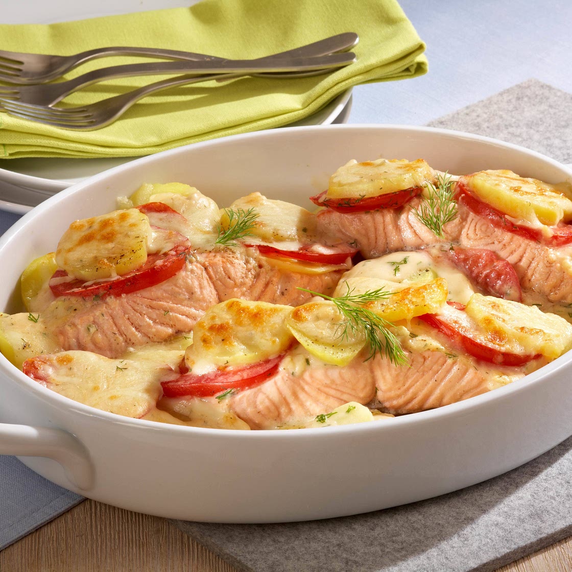Kartoffel Auflauf mit Lachs