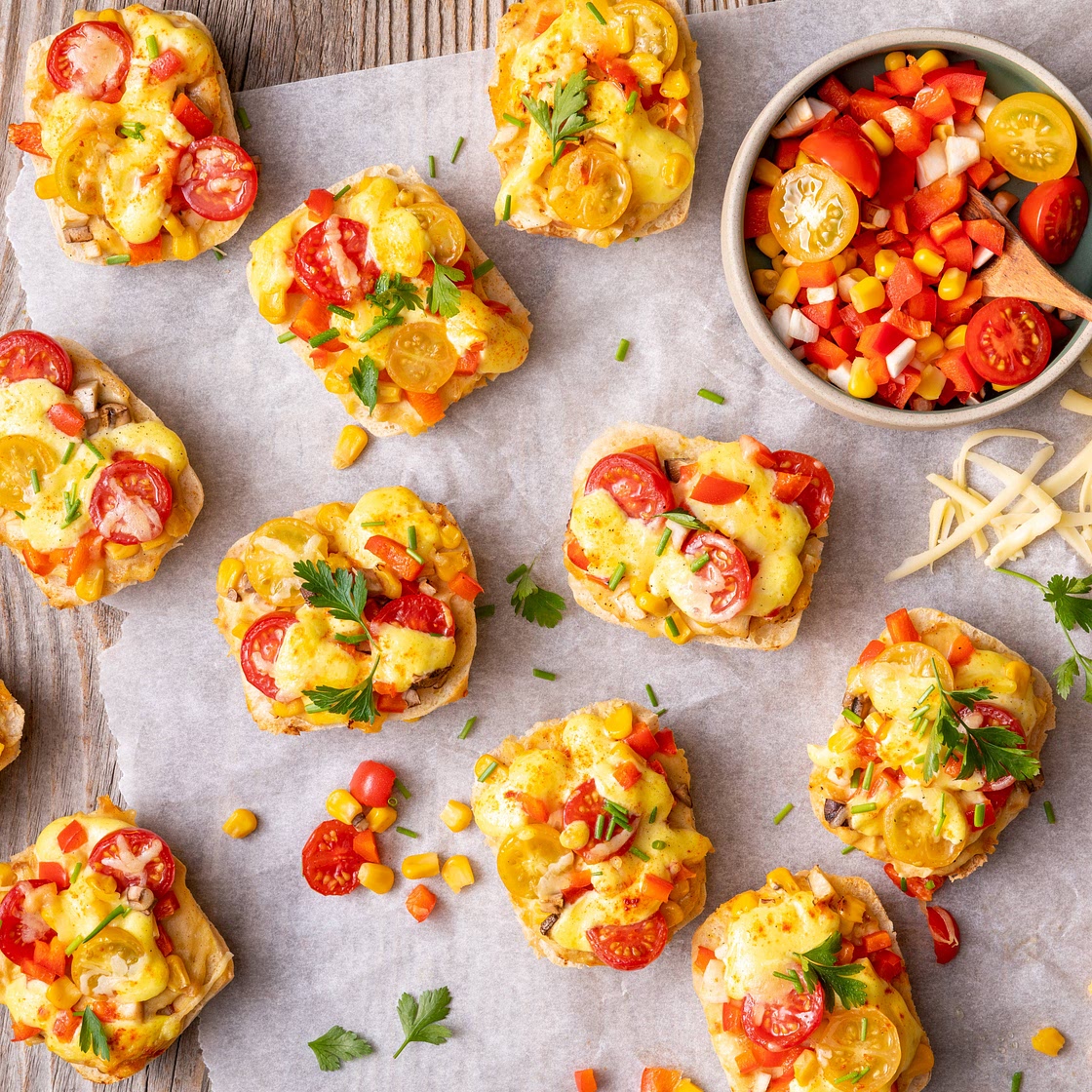 Vegetarische Pizza Brötchen