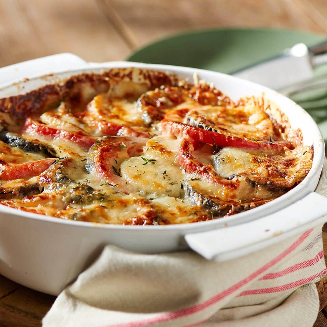Aubergine-Paprika-Gratin