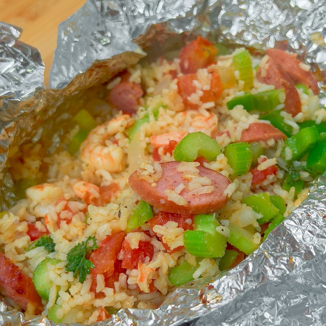 Air Fryer Jambalaya Foil Packets