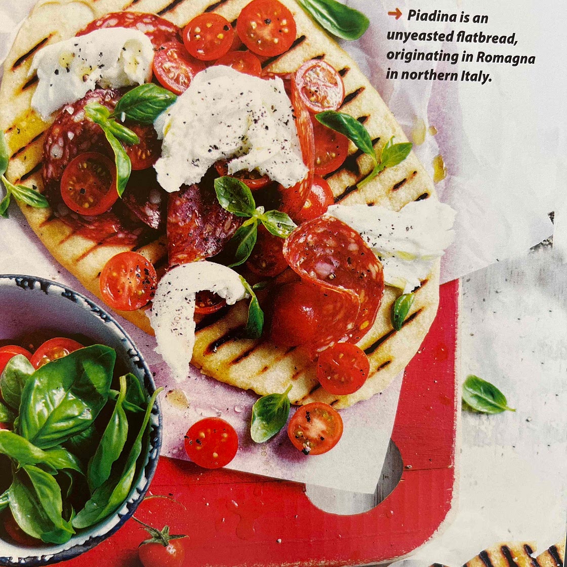 Grilled mozzarella & salami piadina