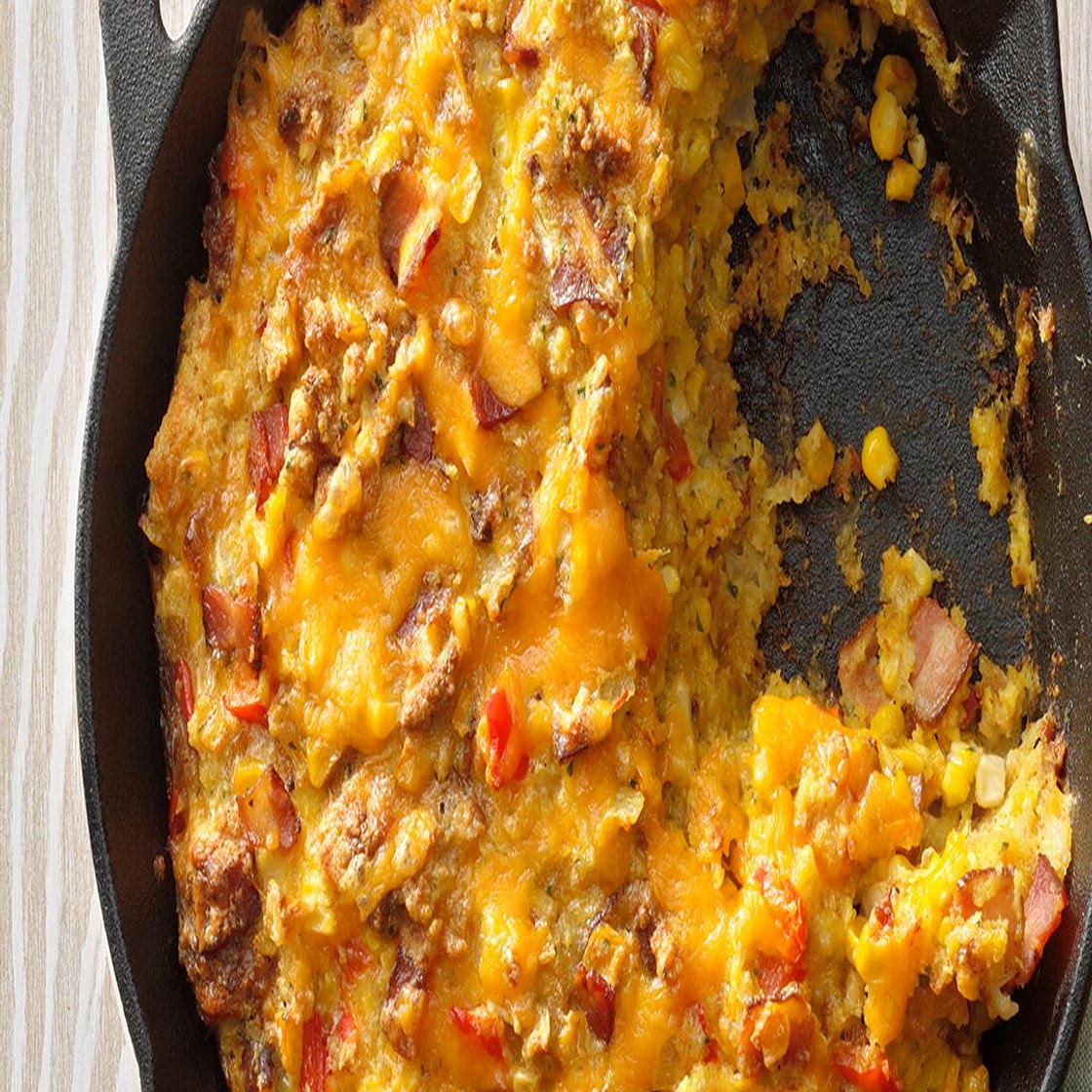 Cheddar Corn Pudding with Bacon
