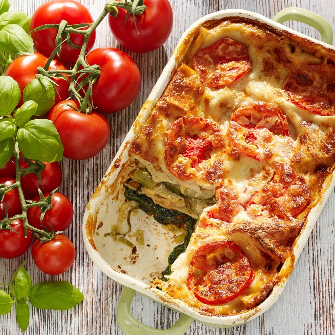 Vegane Gemüse Lasagne mit Spinat