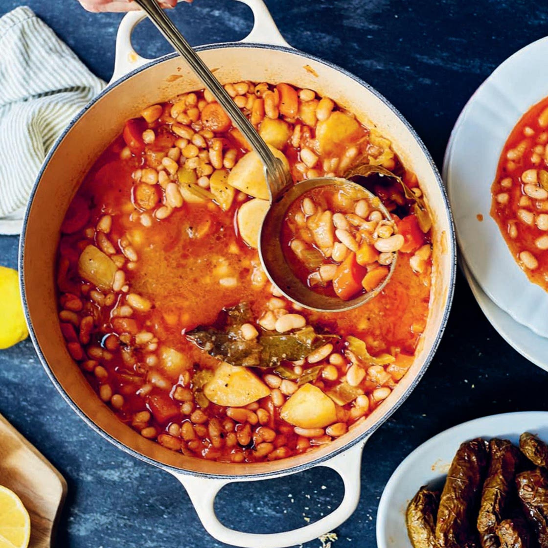 Fasoles: Slow-Cooked Beans and Garden Vegetables