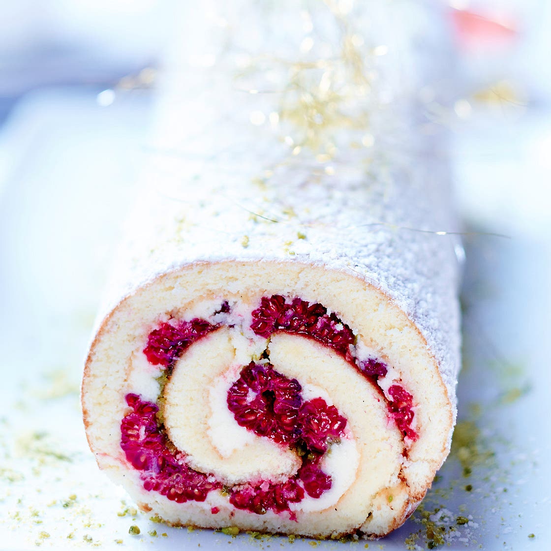 Bûche framboises et pistaches