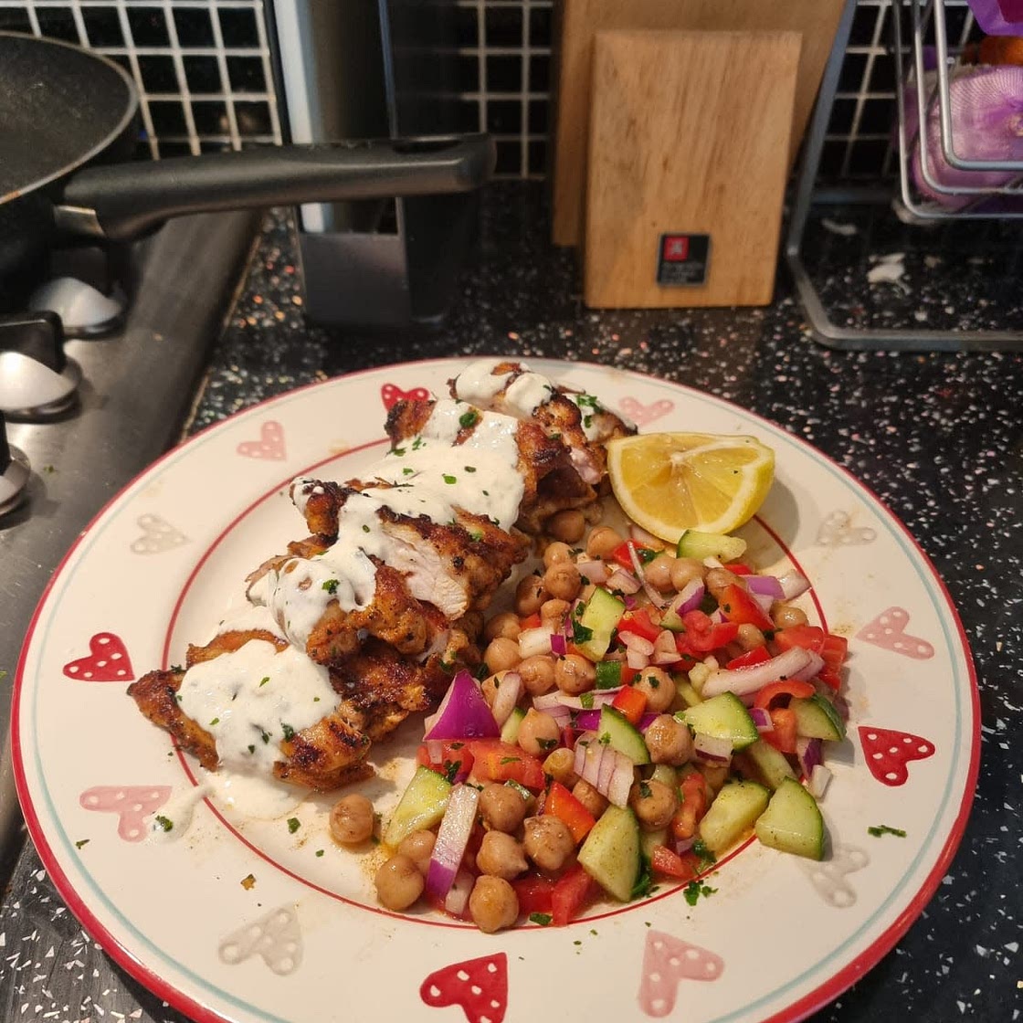 Middle Eastern Chicken Shawarma and Chickepea Salad