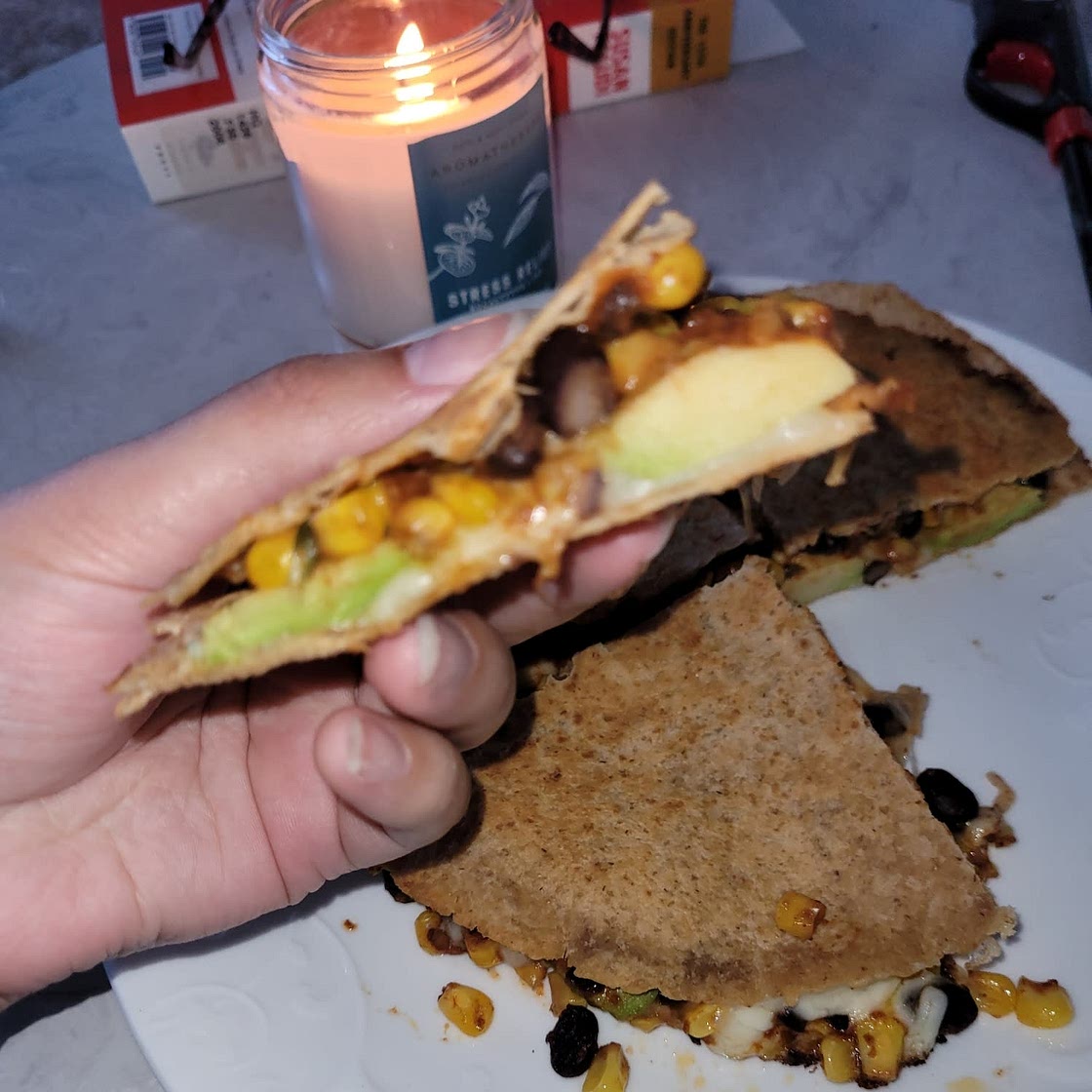 Black Bean, Avacodo, & Corn Quesadillas