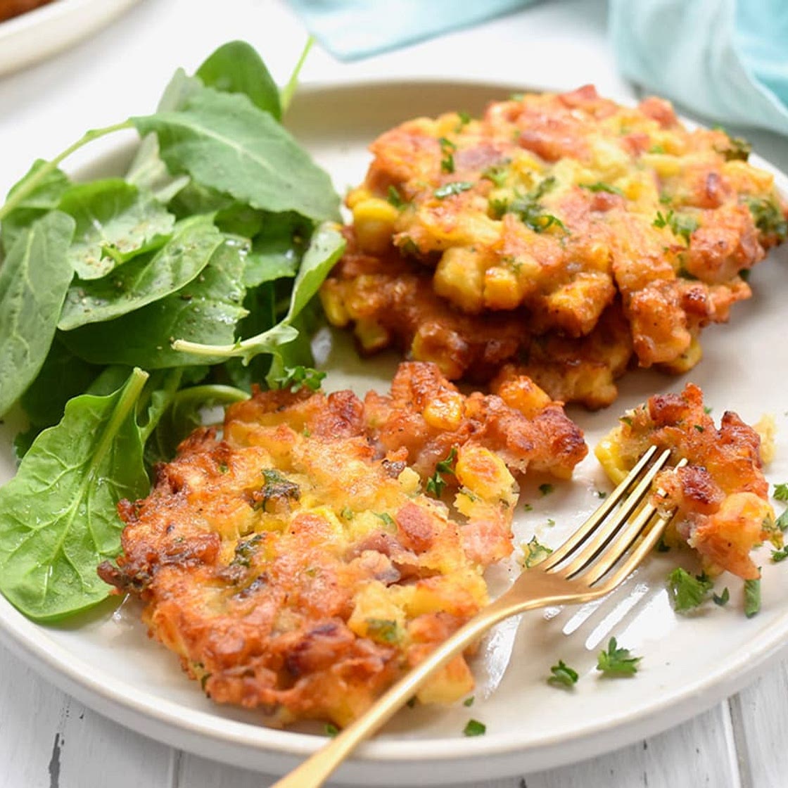 Use Fresh or Canned Pineapple in These Crispy Ham and Corn Fritters