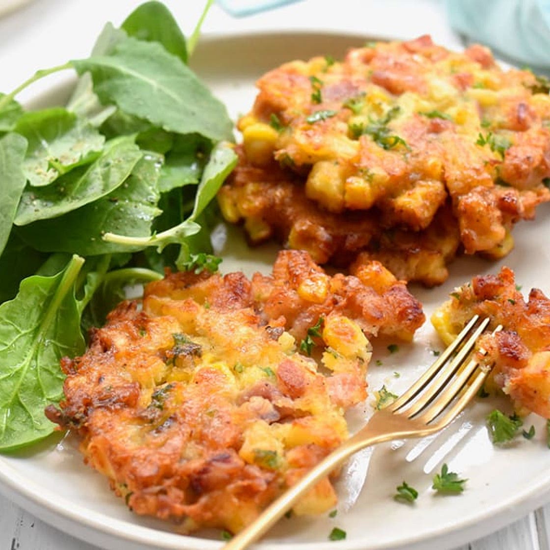 Use Fresh or Canned Pineapple in These Crispy Ham and Corn Fritters