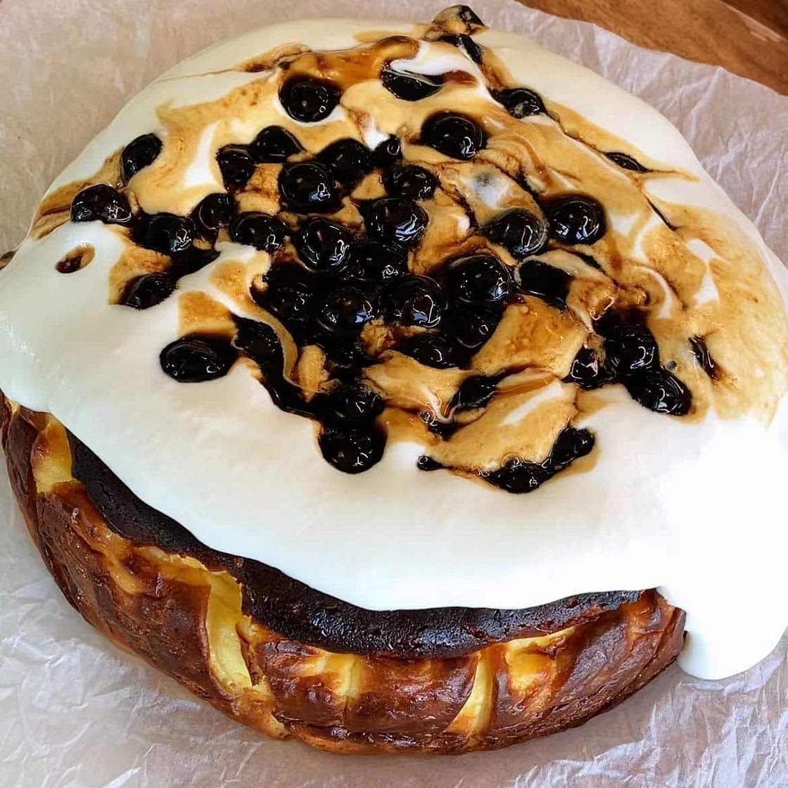 Basque Cheesecake Topped with Boba
