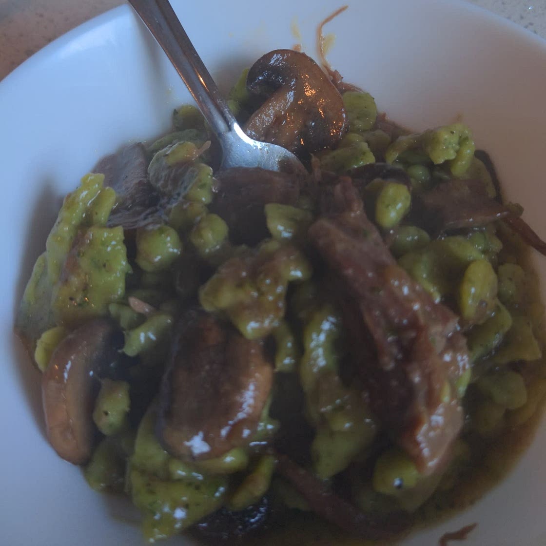 Herbed Spaetzle and Mushrooms with Braised Buffalo