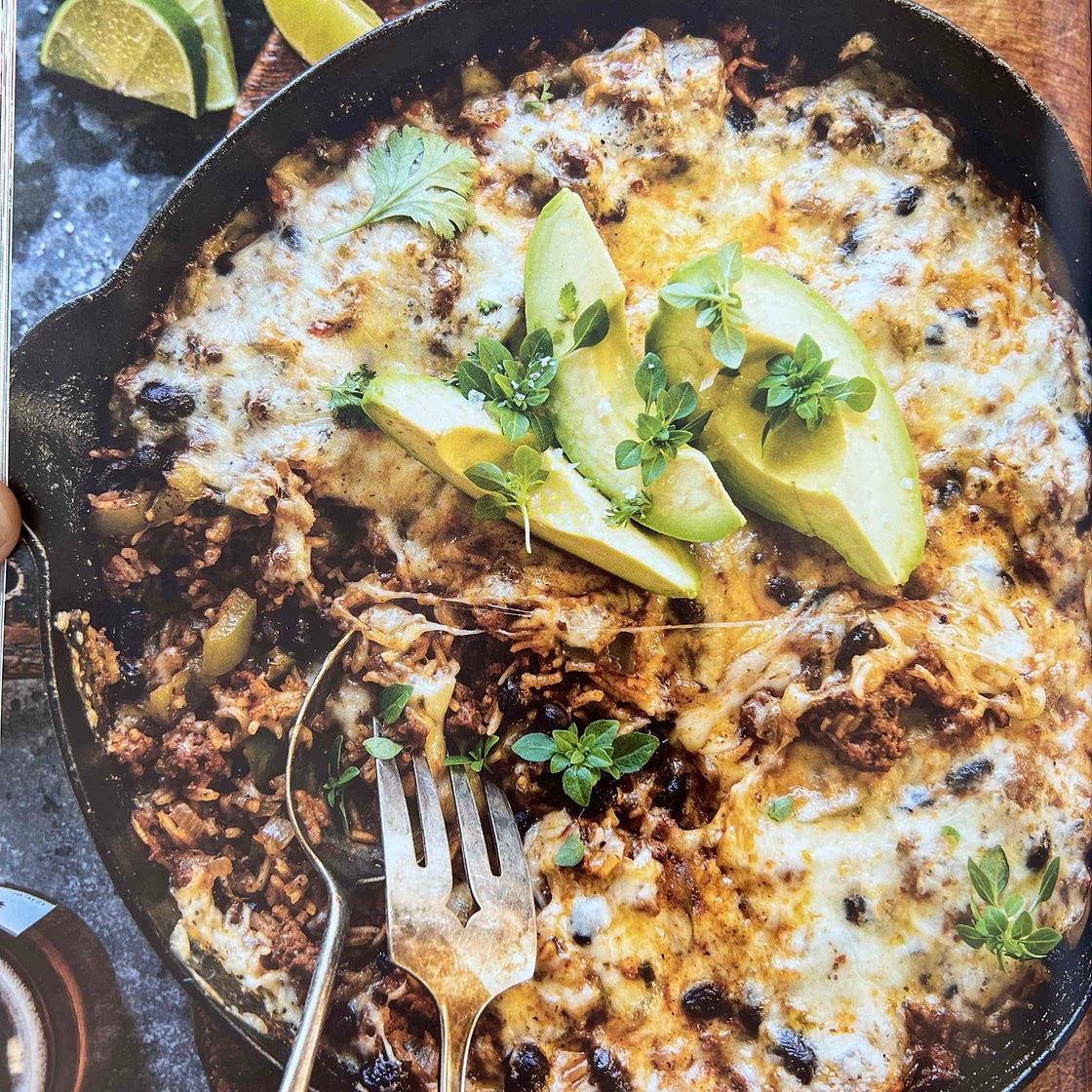 Cheesy Beef Black Bean and Rice Skillet