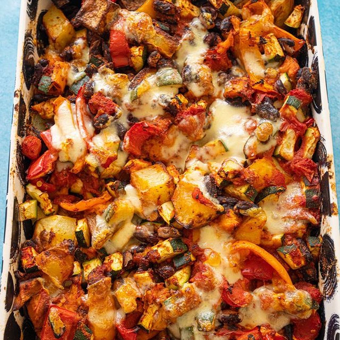 CHEESY BEANY POTATO BAKE