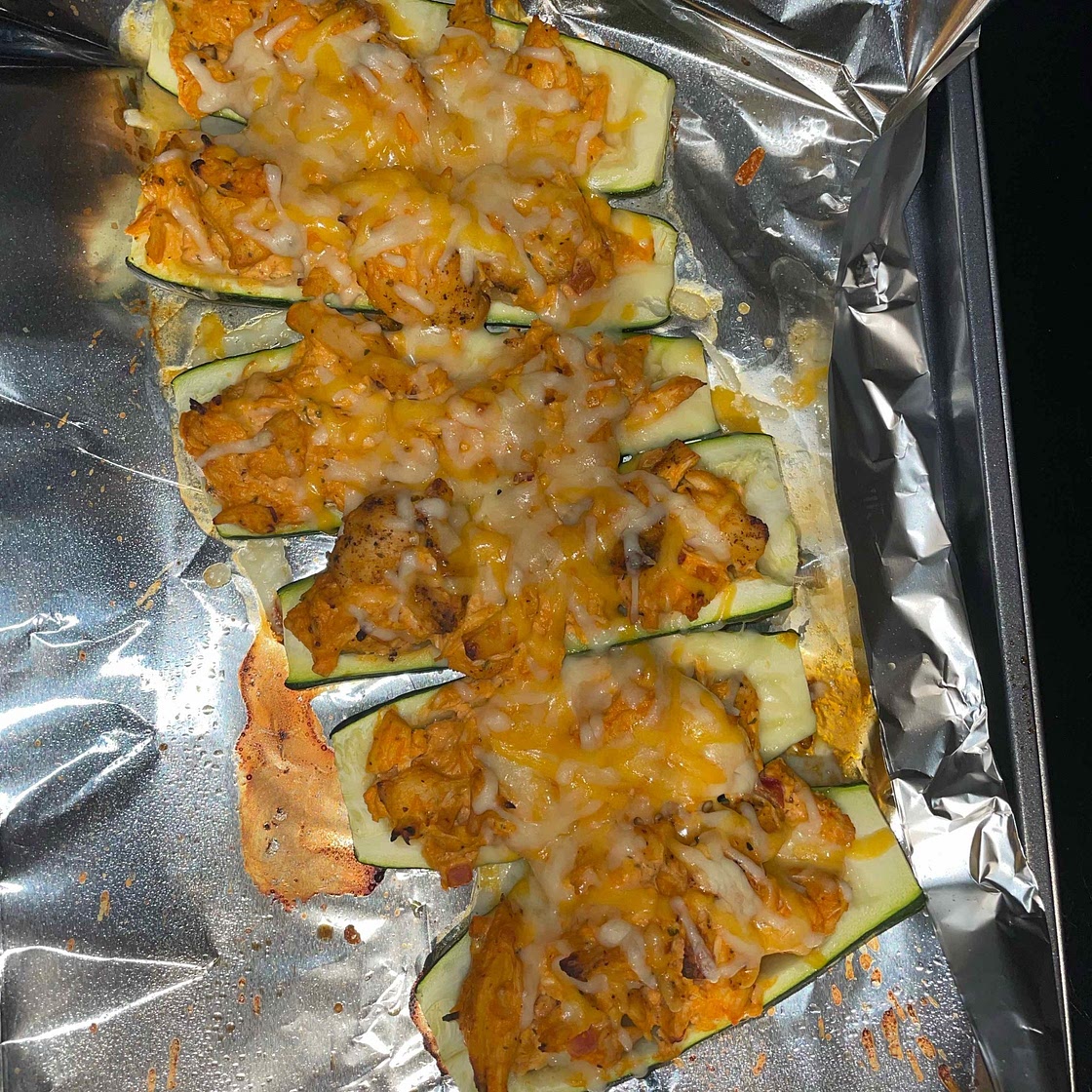 Buffalo Chicken Zucchini Boats