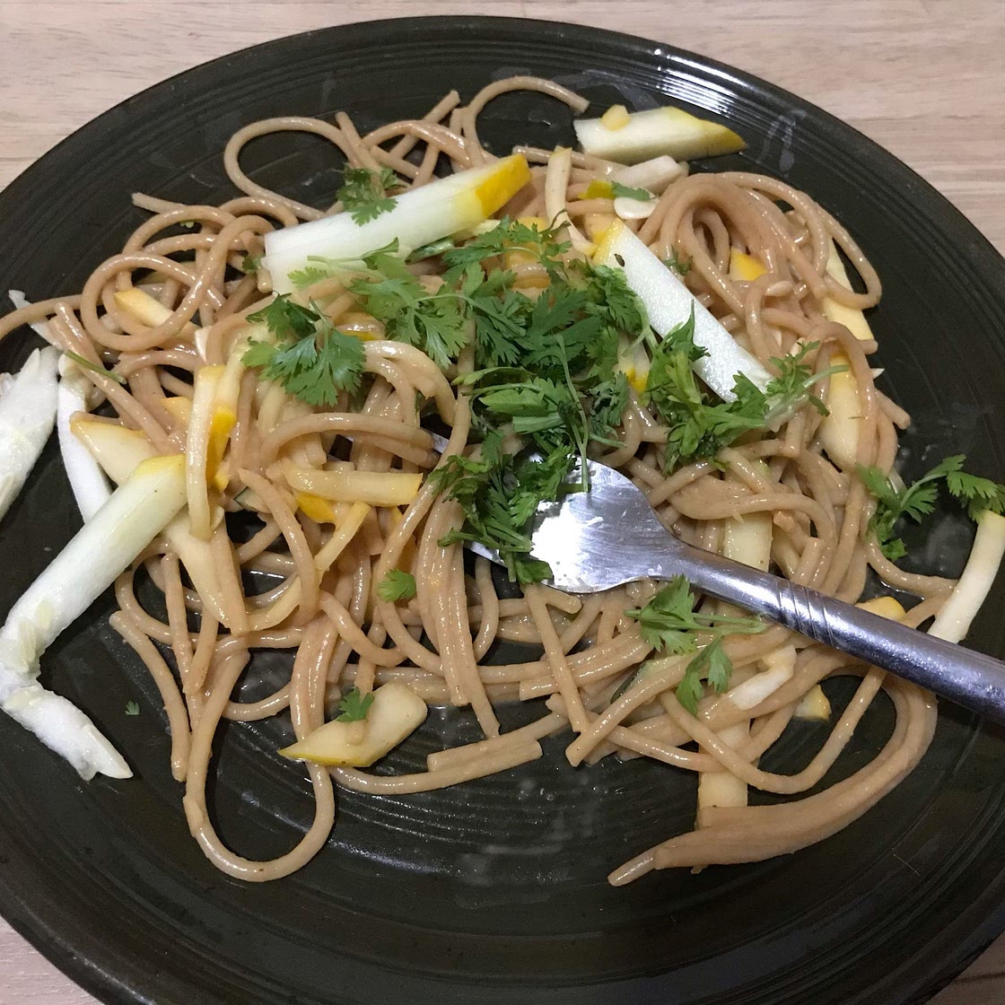 Gochujang Peanut Noodles with Patty Pan Squash