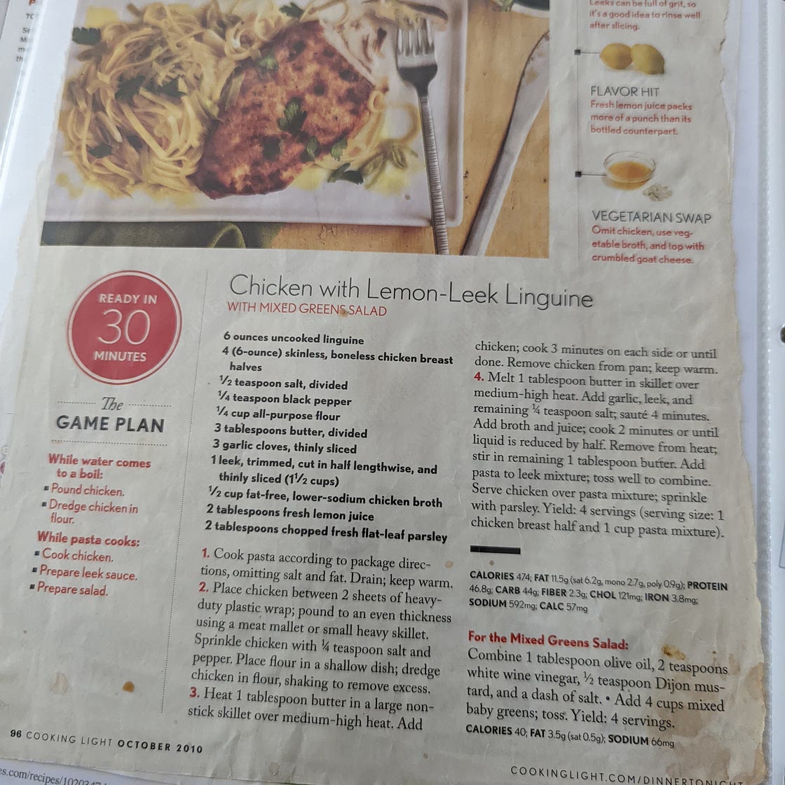 Chicken with Lemon-Leek Linguine