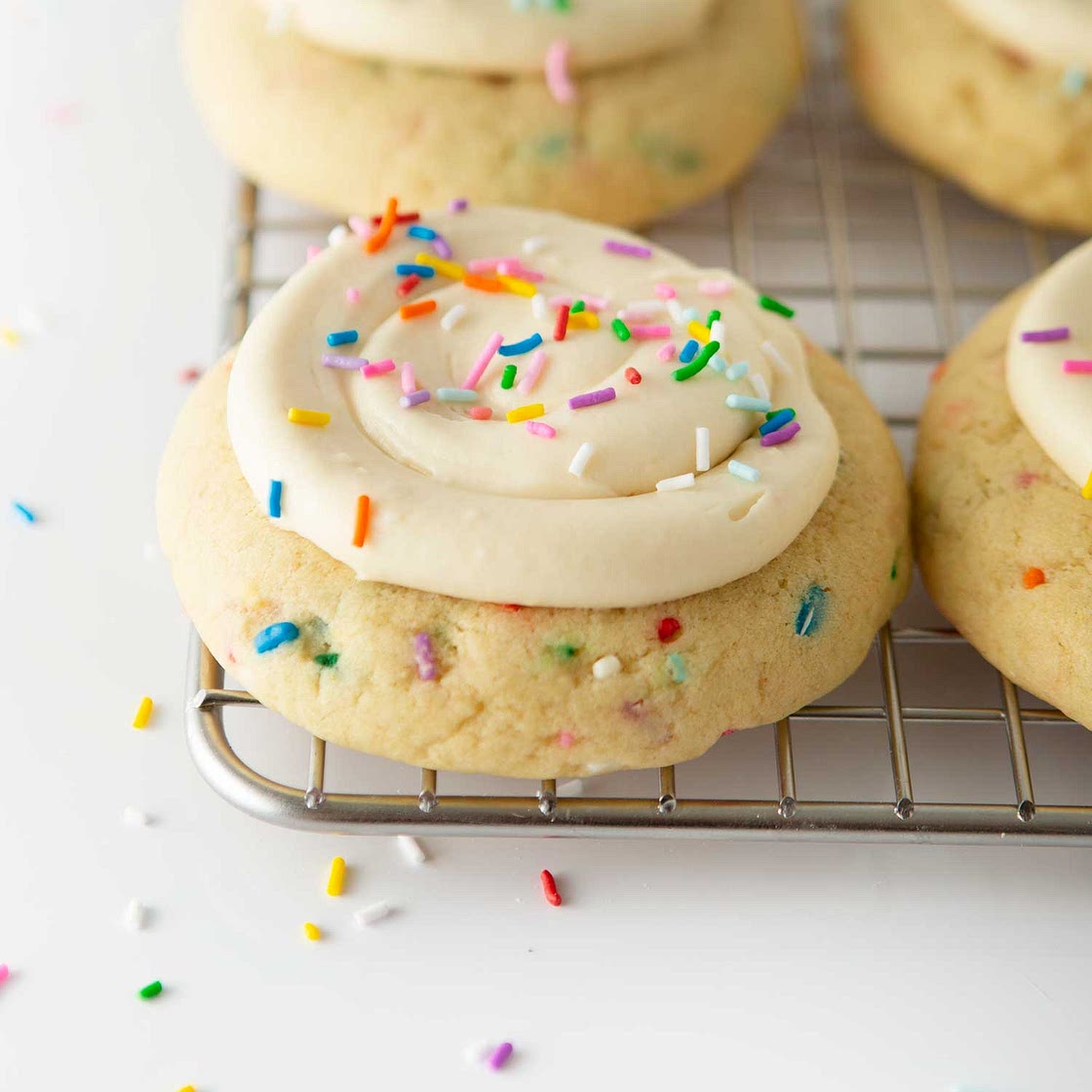Crumbl - inspired Frosted Birthday Cake Cookies