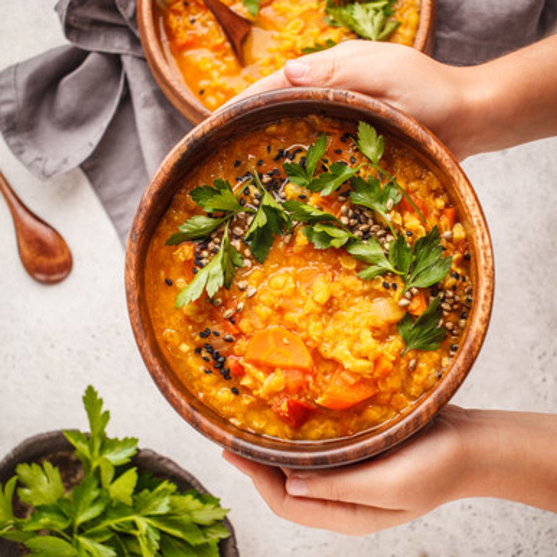 Red lentil and pumpkin Dahl 