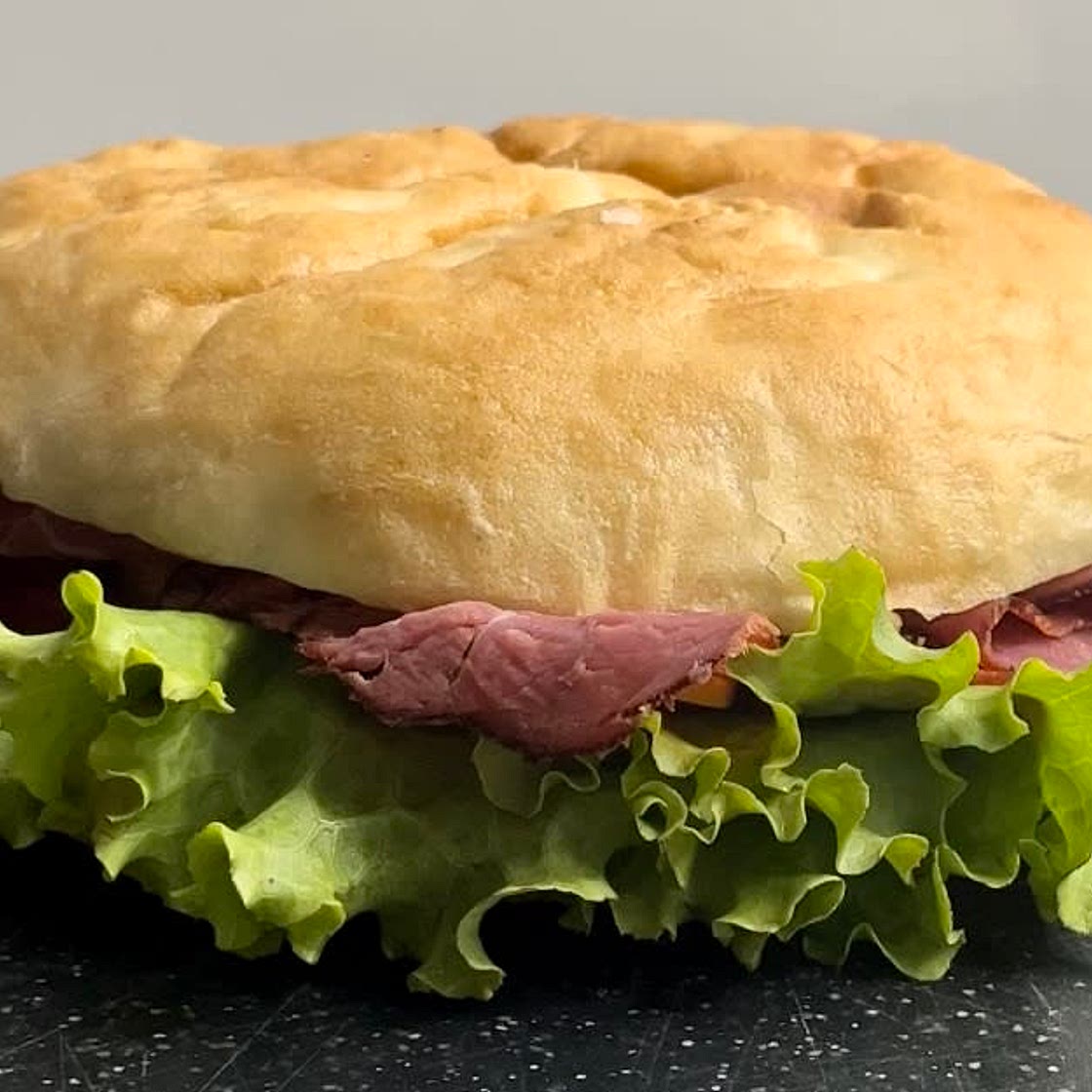 Pastrami peach sandwich