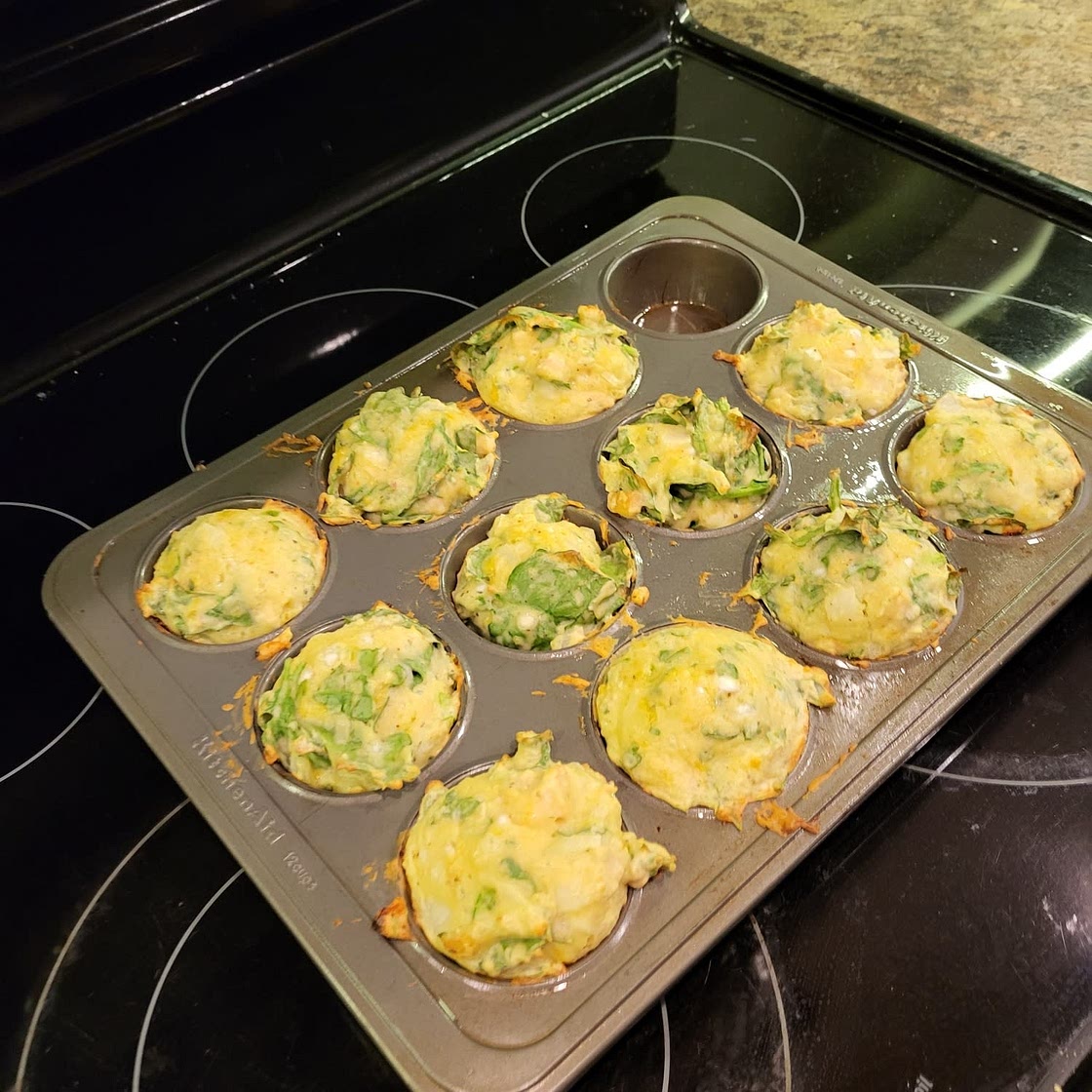 Cottage Cheese and Egg Muffins with Ham and Cheddar Cheese