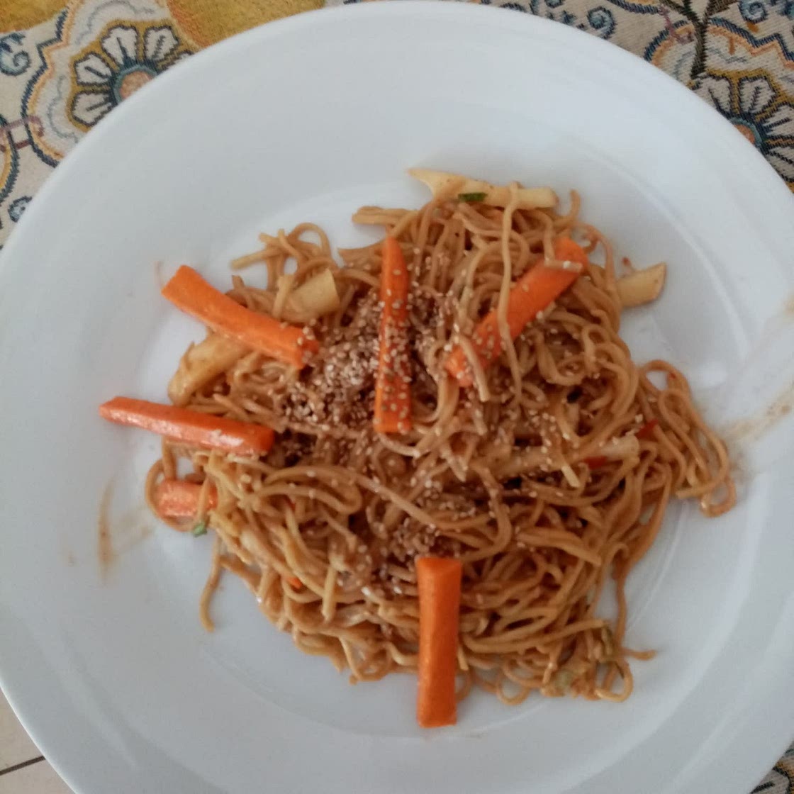 Gochujang Peanut Noodles with Patty Pan Squash