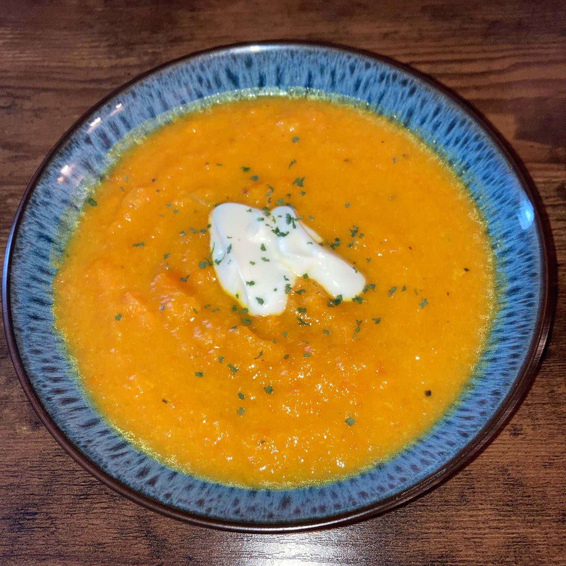 Roasted sweet potato & carrot soup