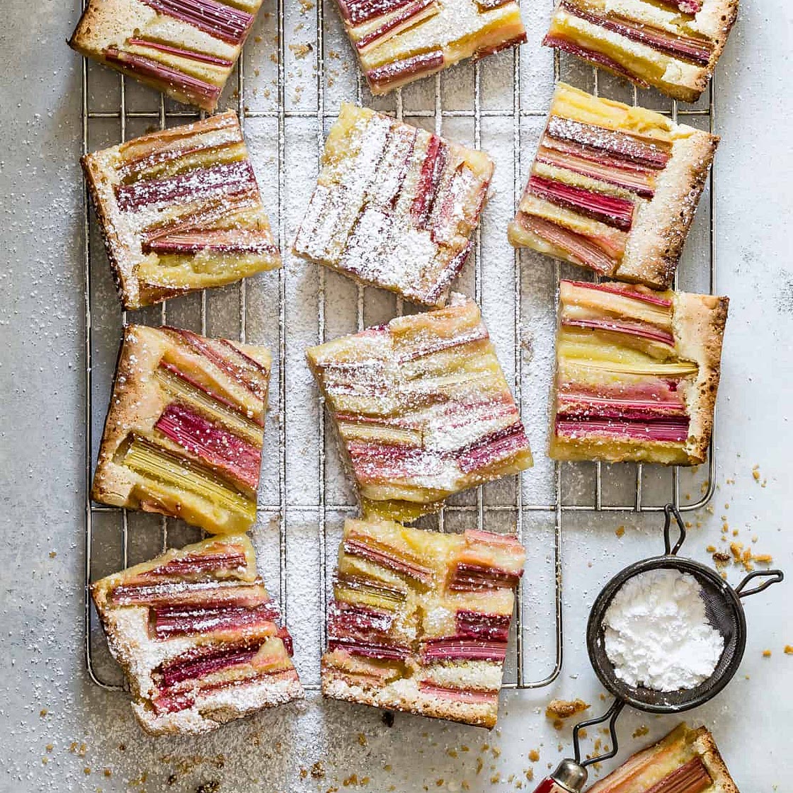 Fresh Baked Rhubarb Lemon Bars - Foodness Gracious