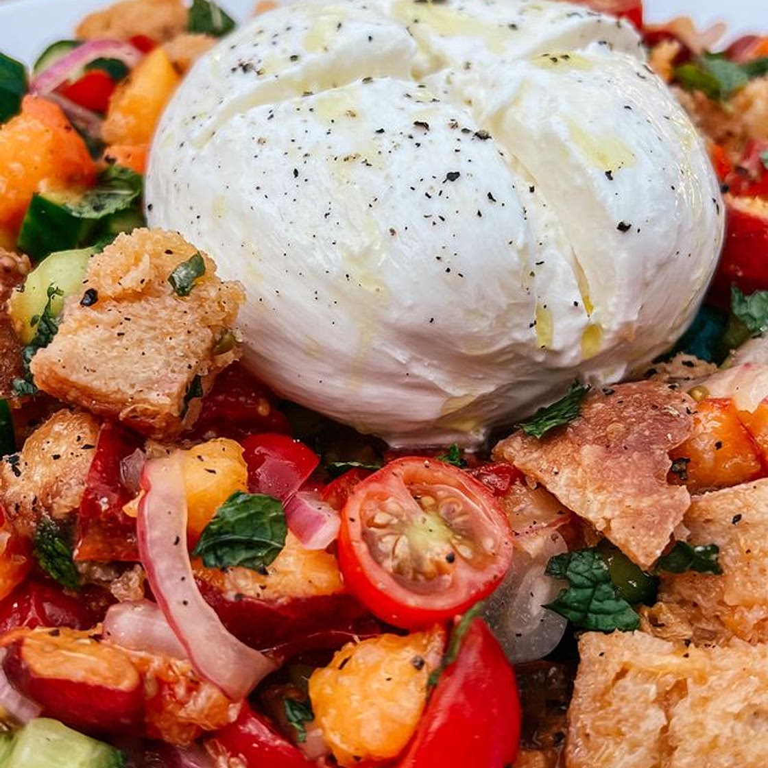 Peach Panzanella Salad