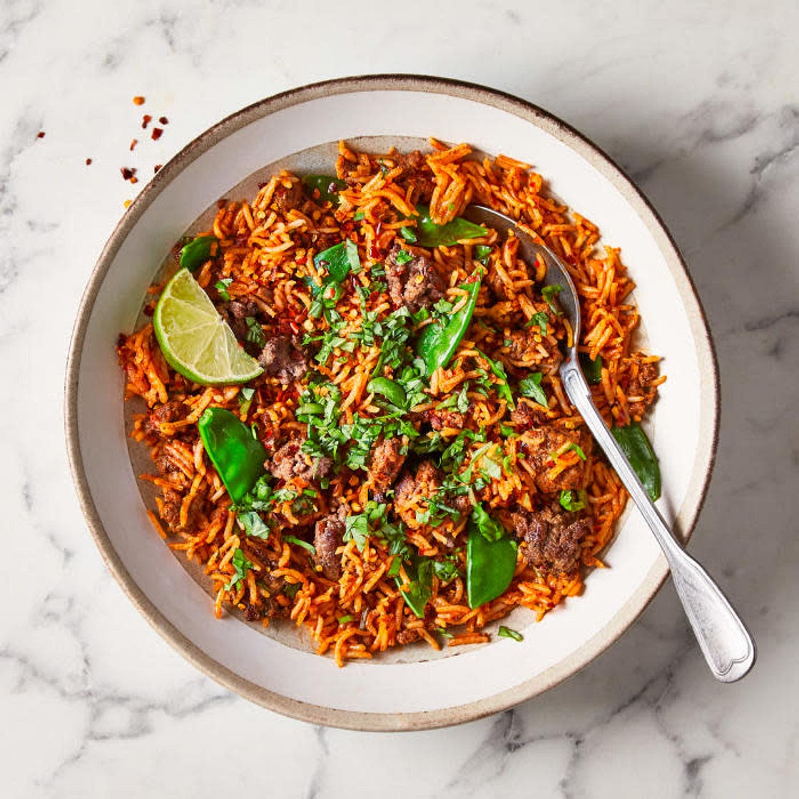 Thai-Style Beef Mince Rice With Mangetout