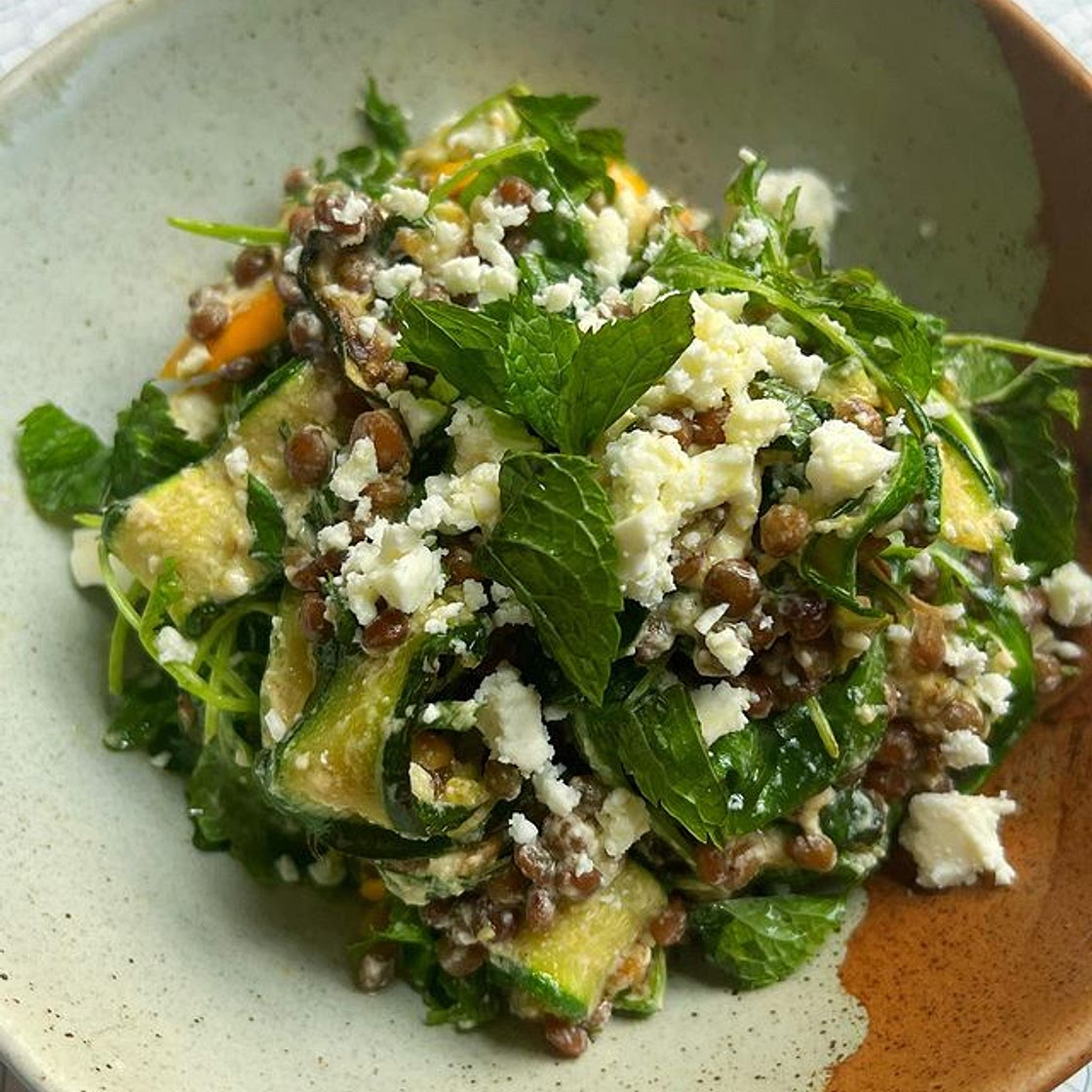 courgette lentil feta salad