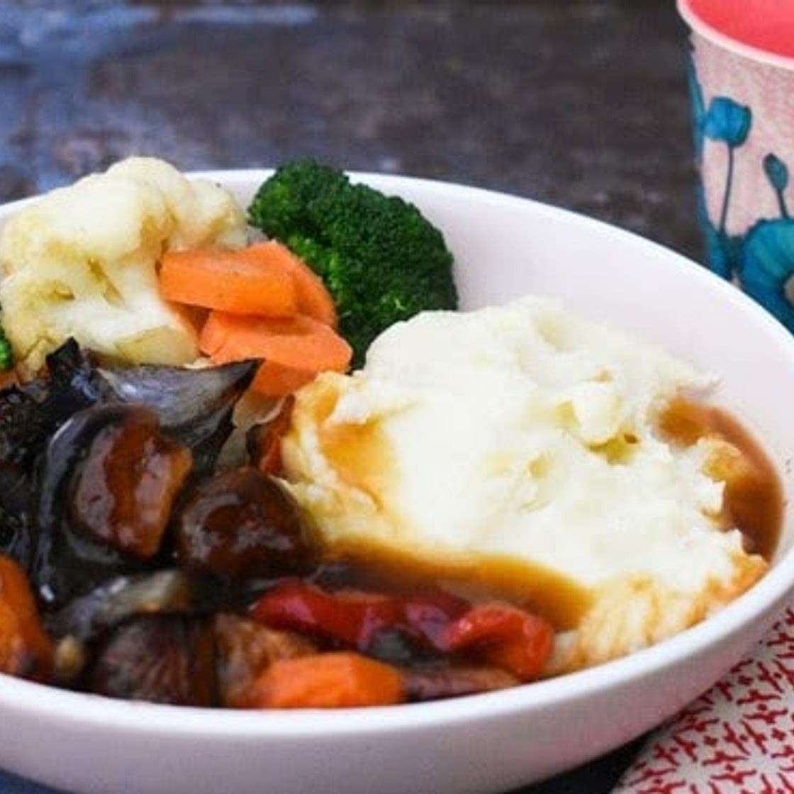 Vegan Sausage and Sweet Potato Bake