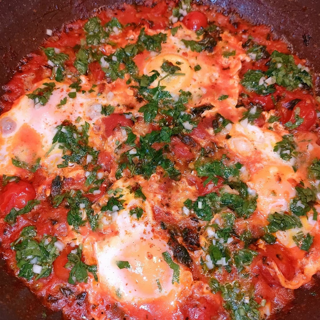 Salsa verde baked eggs