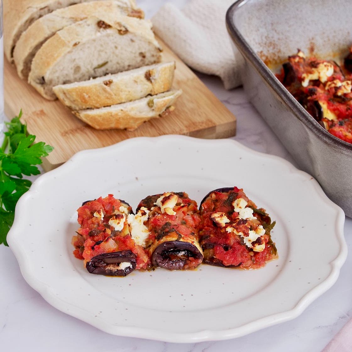 Feta Eggplant Roll-ups