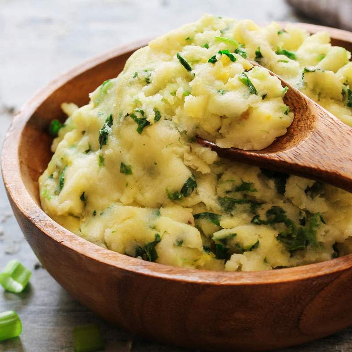 Cheesy Spinach Smashed Potatoes