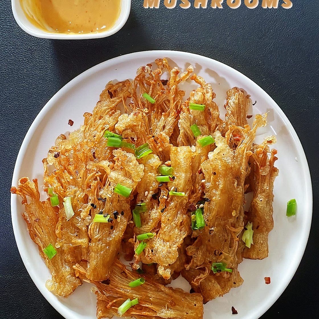 Fried enoki mushrooms