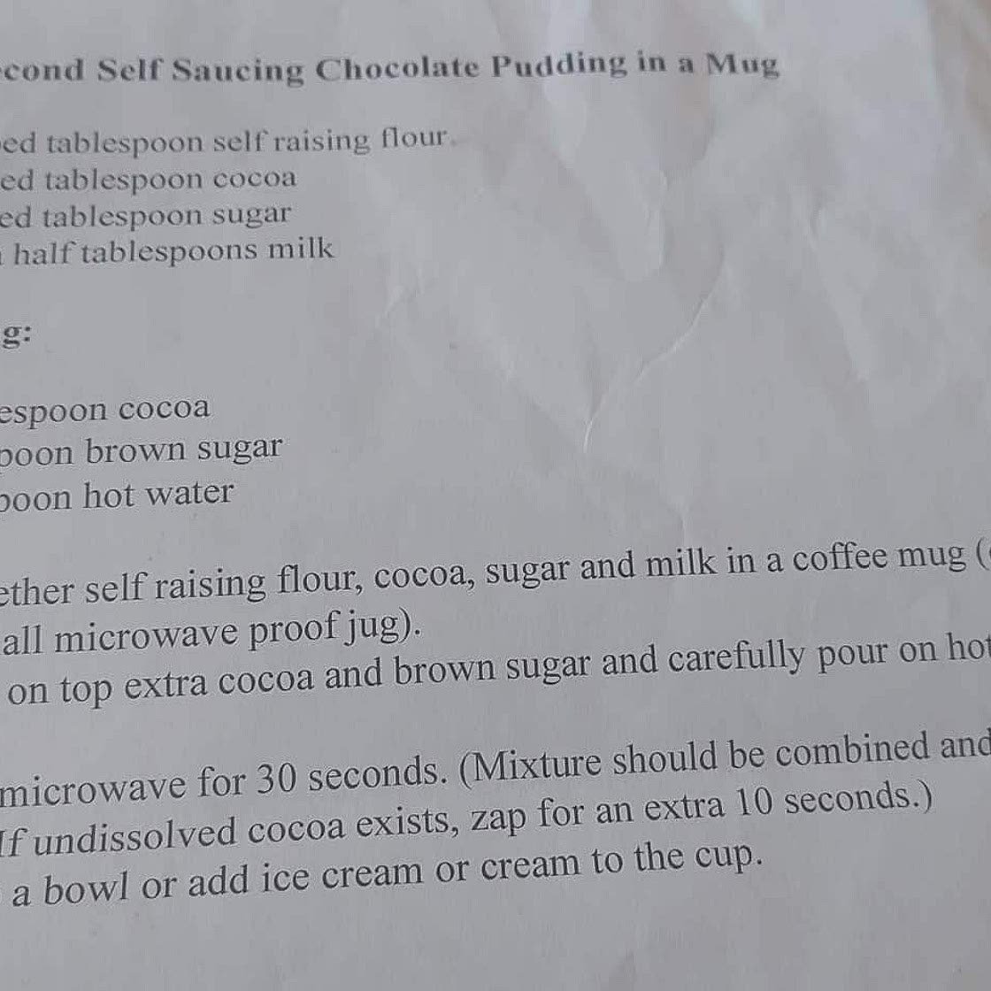 Chocolate pudding in a mug