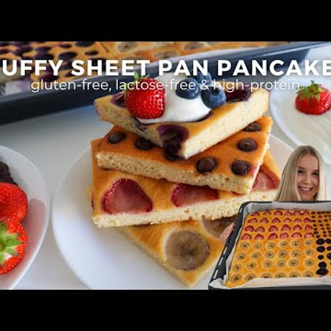 Easy Sheet Pan Pancakes | Healthy Breakfast Meal Prep (gluten free & high protein)