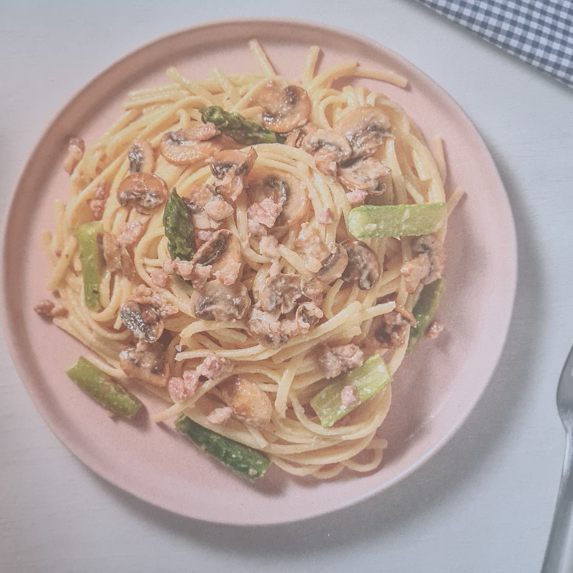 Bacon and mushroom linguini