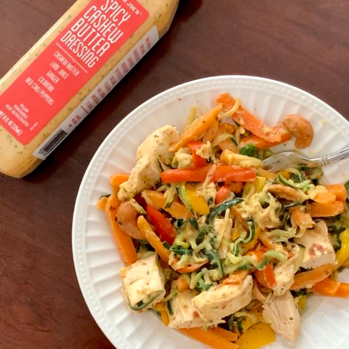 Spicy Cashew Butter Chicken over Zoodles