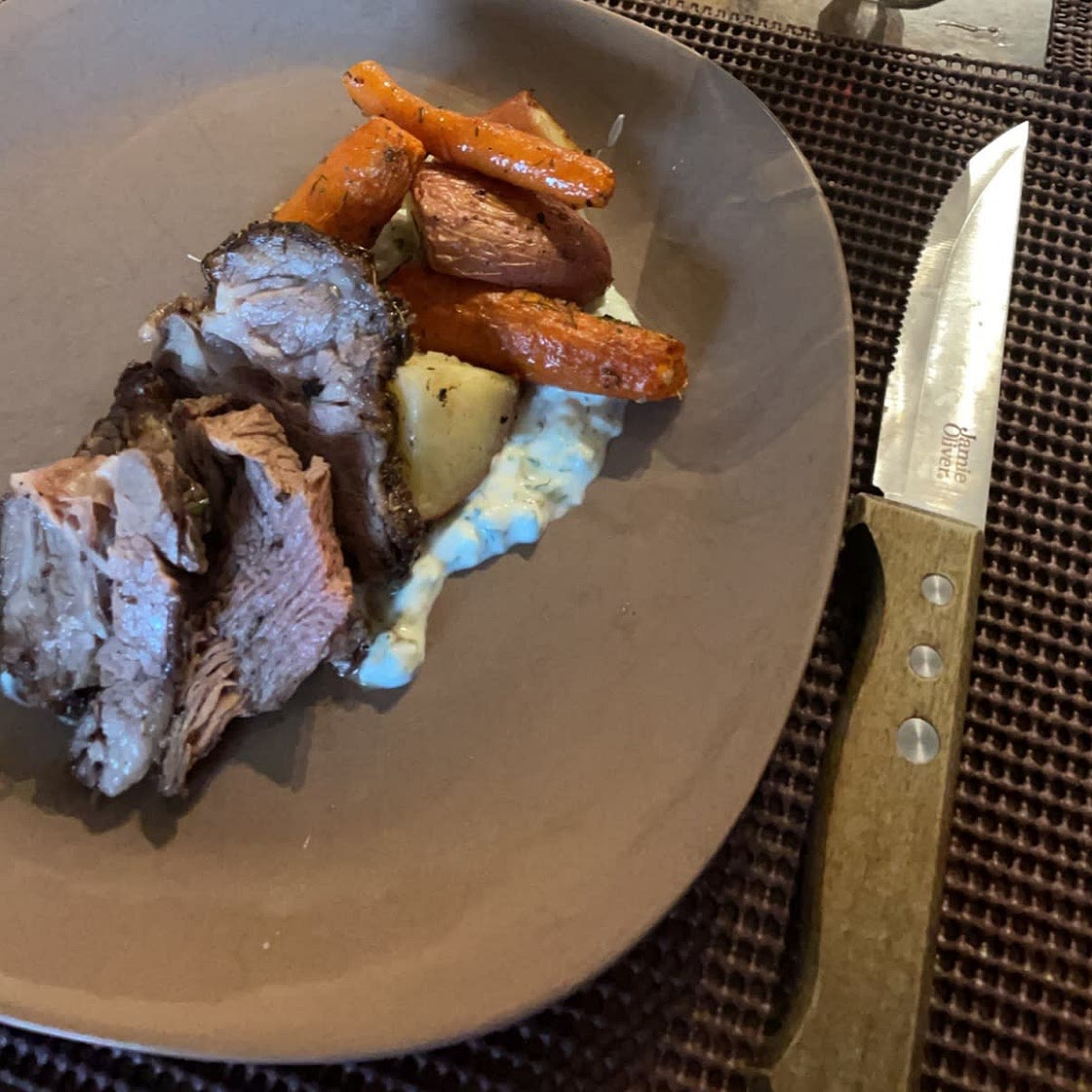 Rosemary Garlic Roast Leg of Lamb with Tzaziki