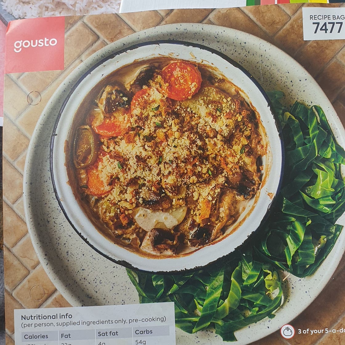 PB Veg crumble with spring greens