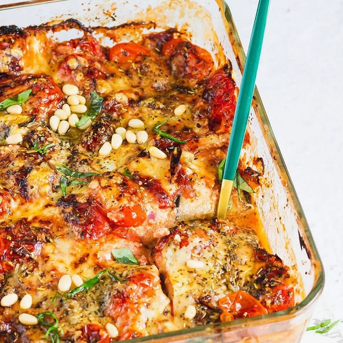 Gratin d'aubergine et tomate cerise